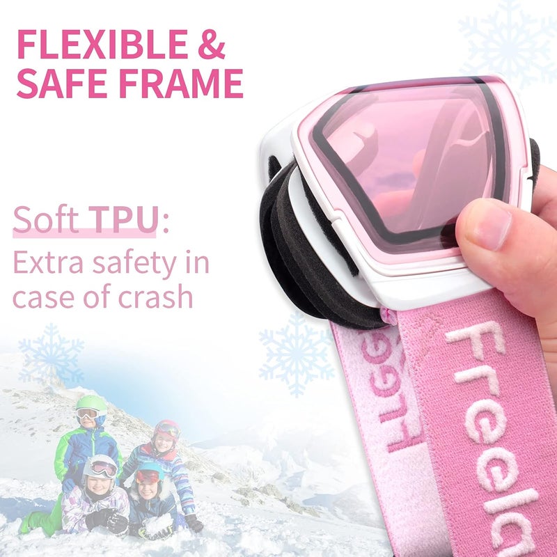 Freela Kids Ski Snowboard Goggles for Toddler(3-14) Youth Anti Fog Anti UV Goggles Girls Boys Snow Skiing Equipment - Image 5